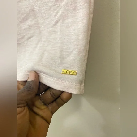 Women’s CALVIN KLEIN Pink Casual Athletic Clean Girl V Neck Dress Shirt Size L - Picture 4 of 12